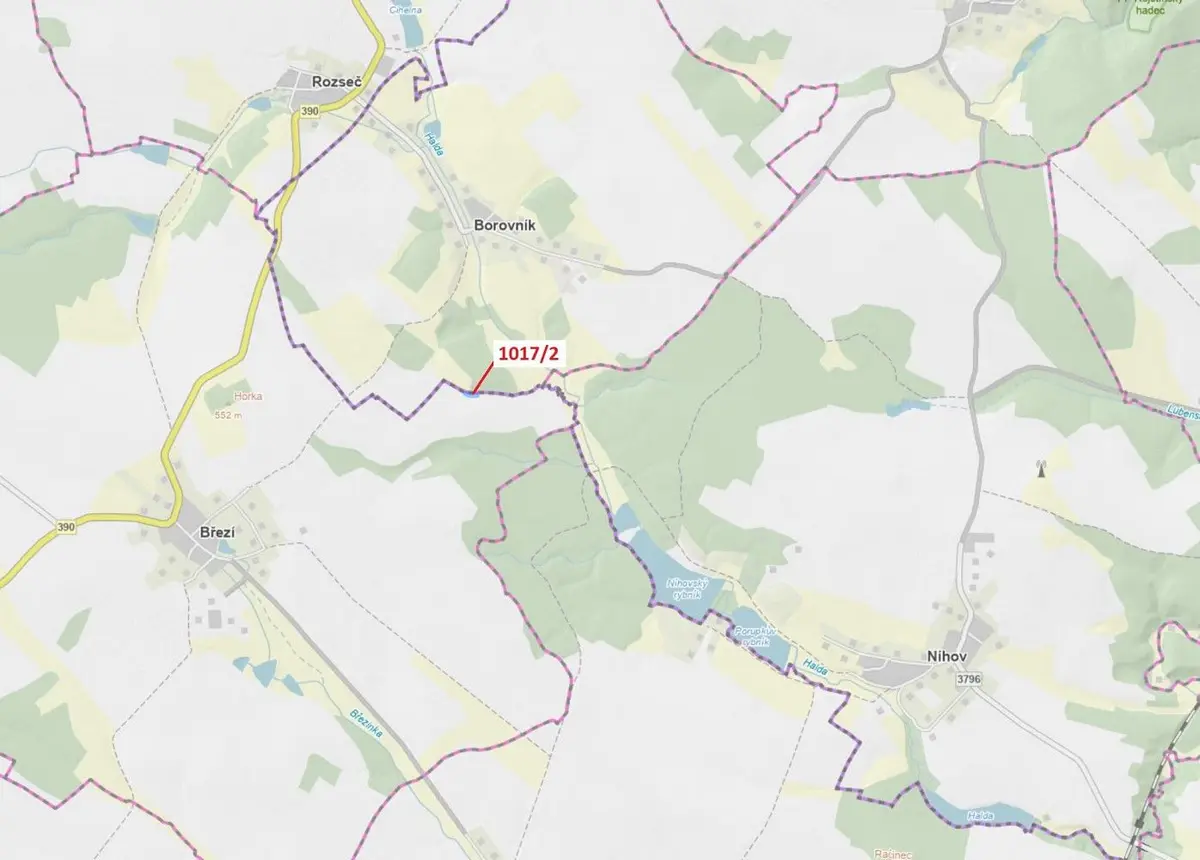 Prodej pozemku 1043 m², Borovník · okres Brno-venkov Jihomoravský kraj