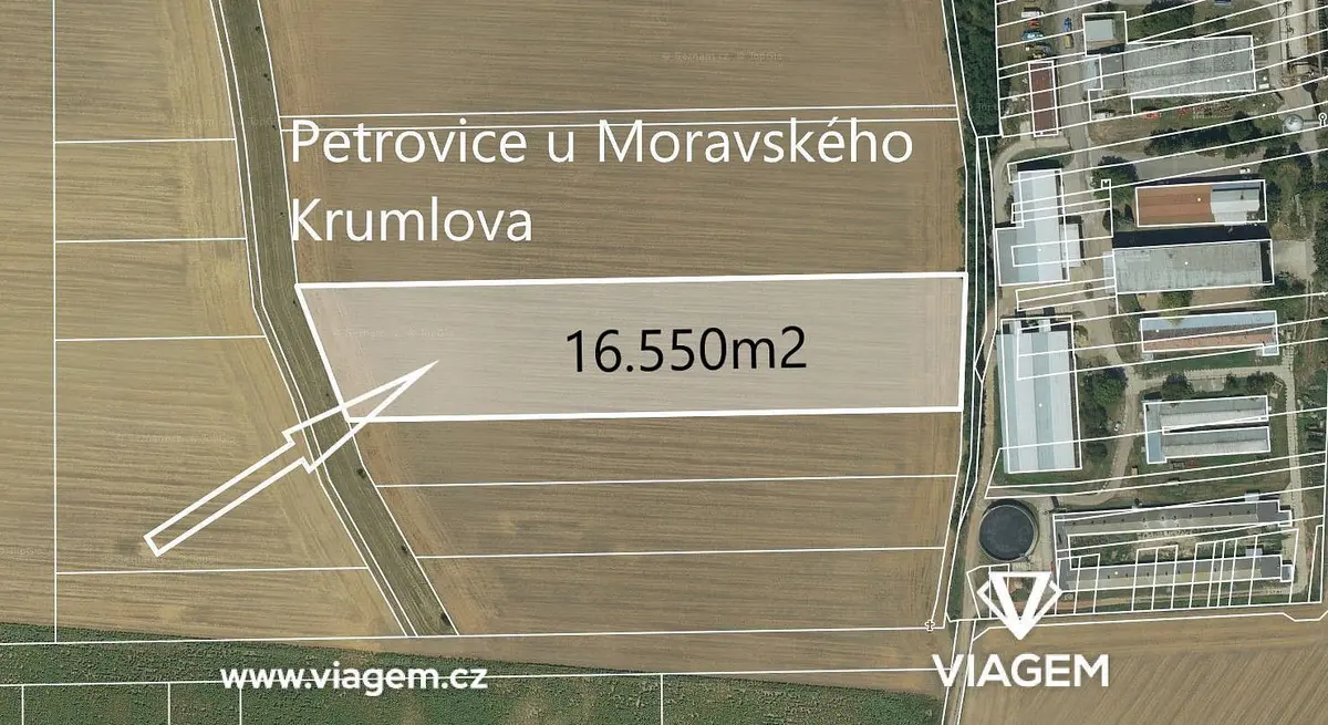 Prodej pozemku 5516 m², Petrovice u Moravského Krumlova · Petrovice