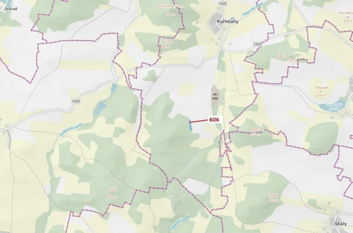 Prodej pozemku 2526 m², Kuřimany