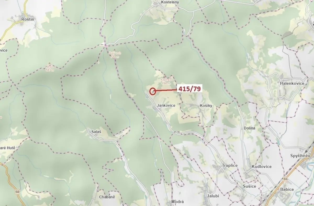 Prodej pozemku 2523 m², Jankovice u Uherského Hradiště · Jankovice