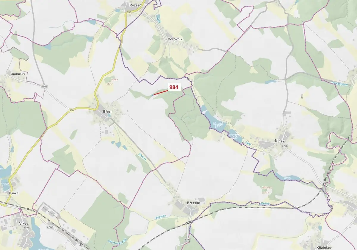Prodej pozemku 417 m², Borovník · okres Brno-venkov Jihomoravský kraj