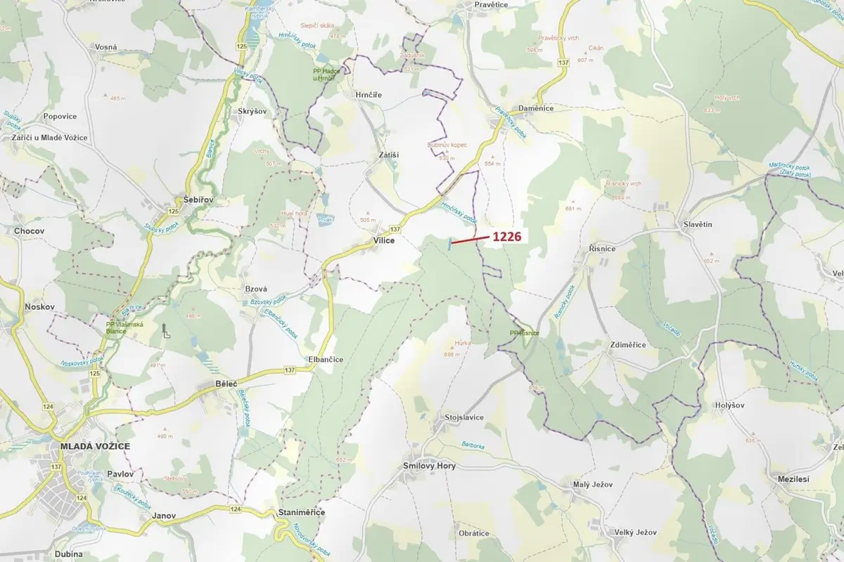 Prodej pozemku 3593 m², Vilice