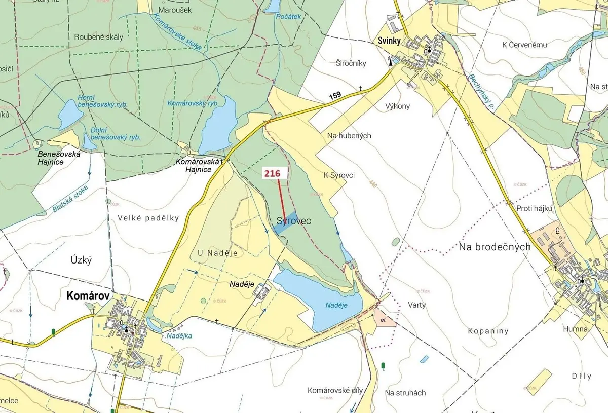 Prodej pozemku 12481 m², Komárov u Soběslavi · Komárov
