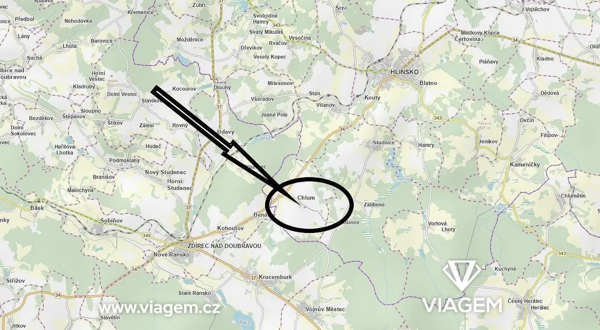 Prodej pozemku 3697 m², Chlum u Hlinska · Hlinsko