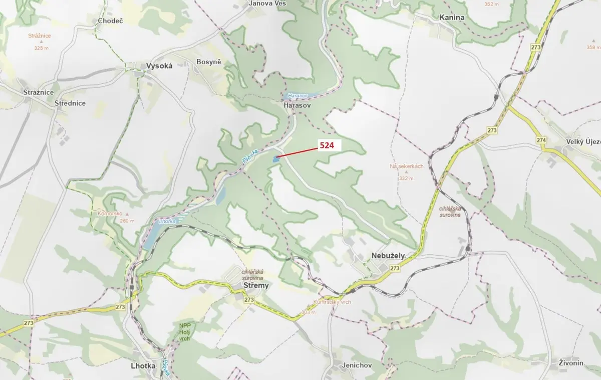 Prodej pozemku 7596 m², Nebužely