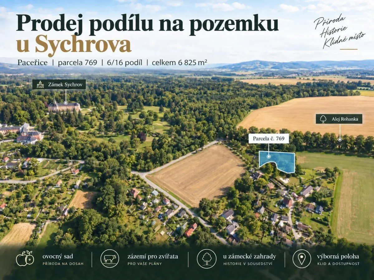 Prodej pozemku 2559 m², Paceřice