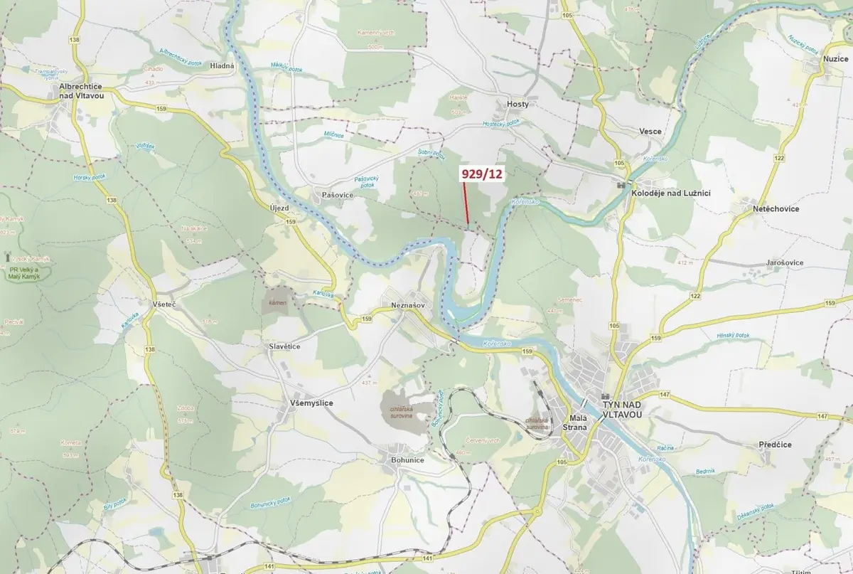 Prodej pozemku 1517 m², Hosty