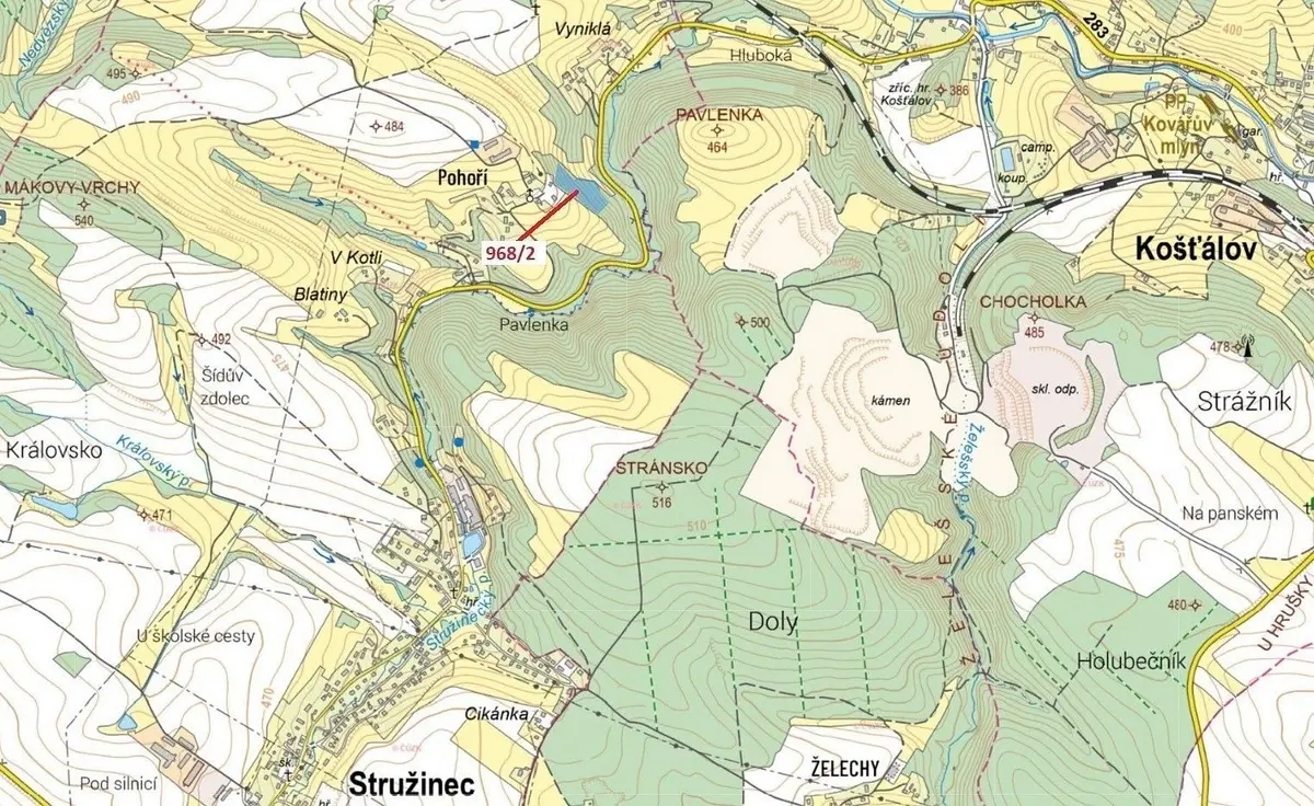 Prodej pozemku 10319 m², Pohoří u Stružince · Stružinec
