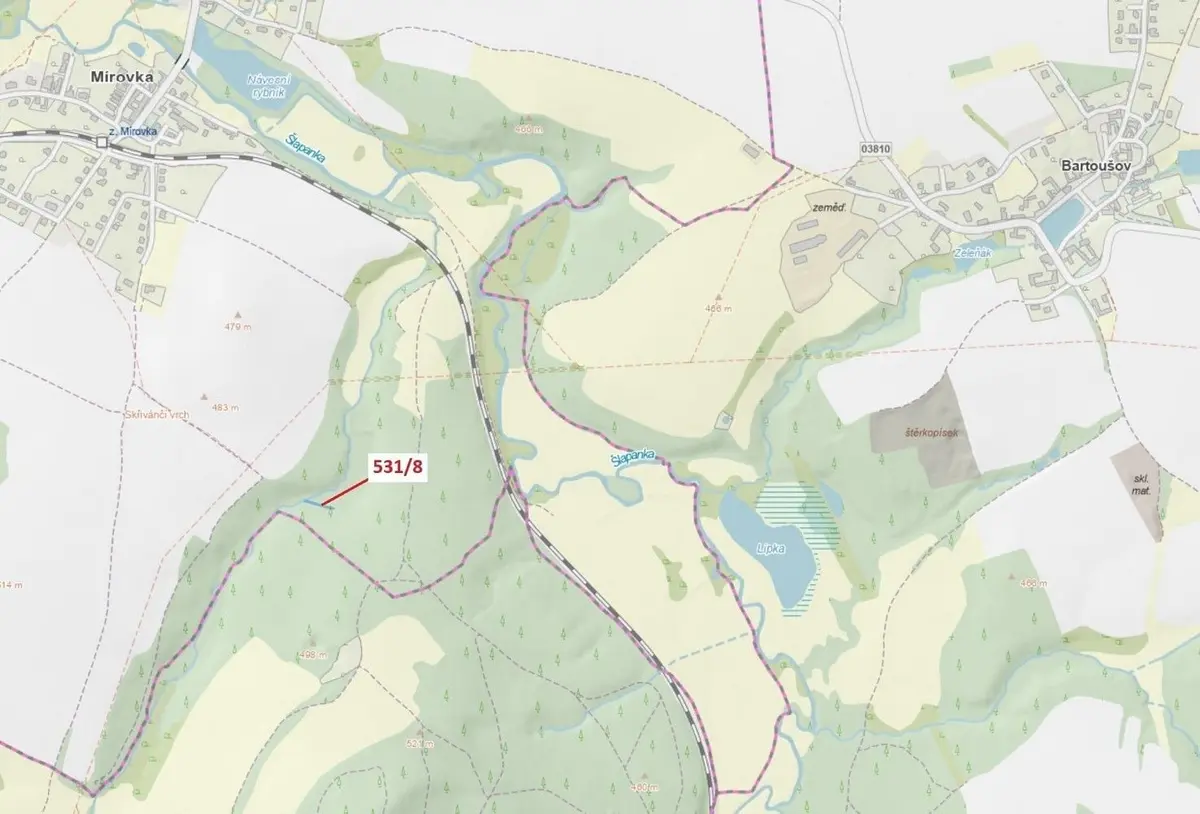 Prodej pozemku 212 m², Mírovka · Havlíčkův Brod