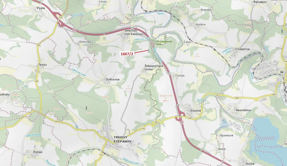 Prodej pozemku 2159 m², Trhový Štěpánov