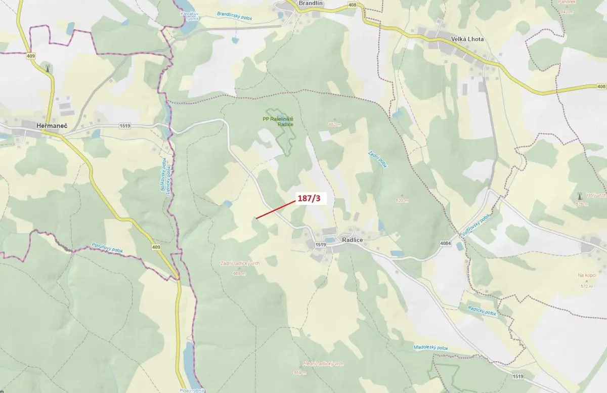 Prodej pozemku 80 m², Radlice u Volfířova · Volfířov