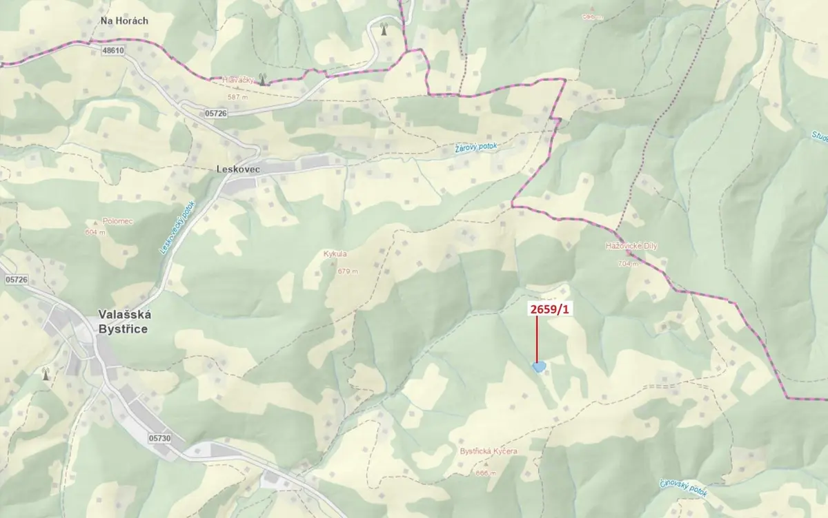 Prodej pozemku 3375 m², Valašská Bystřice