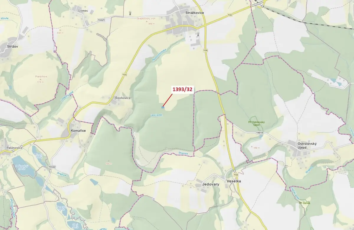 Prodej pozemku 1388 m², Strážkovice