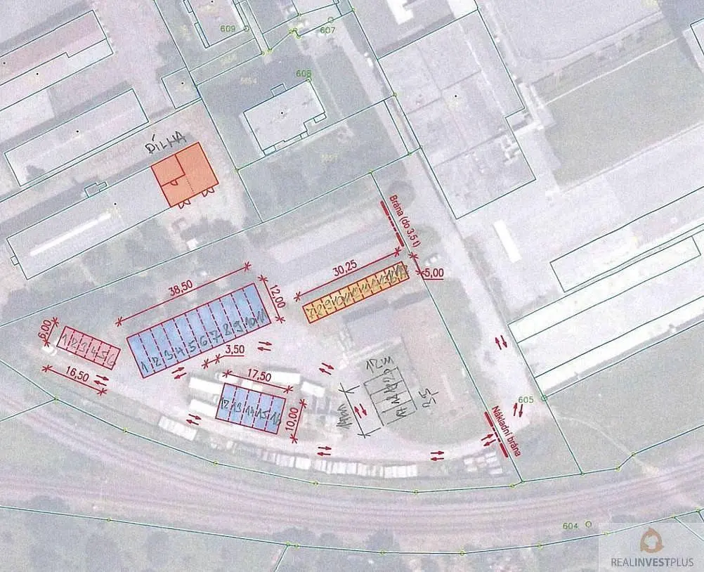 Pronájem pozemku 2300 m², Tovární · Nový Svět · Olomouc