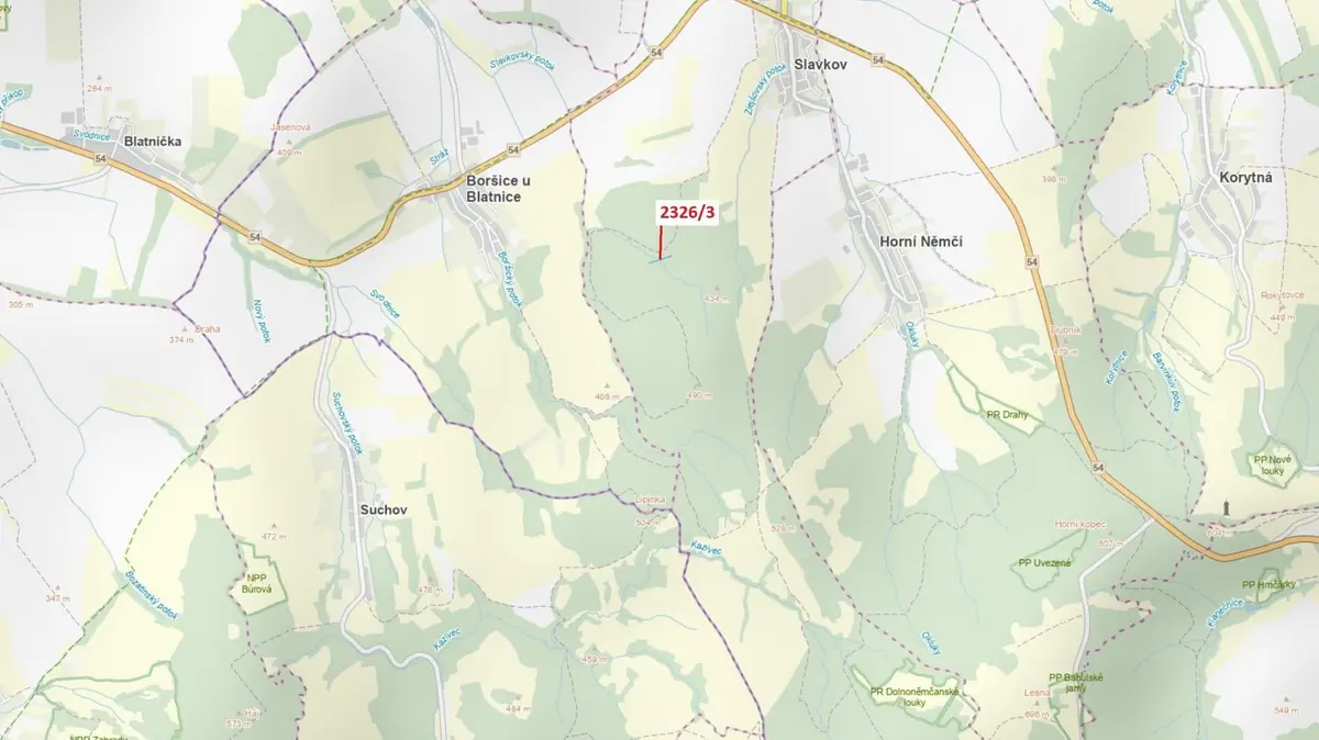 Prodej pozemku 1084 m², Slavkov u Uherského Brodu · Slavkov