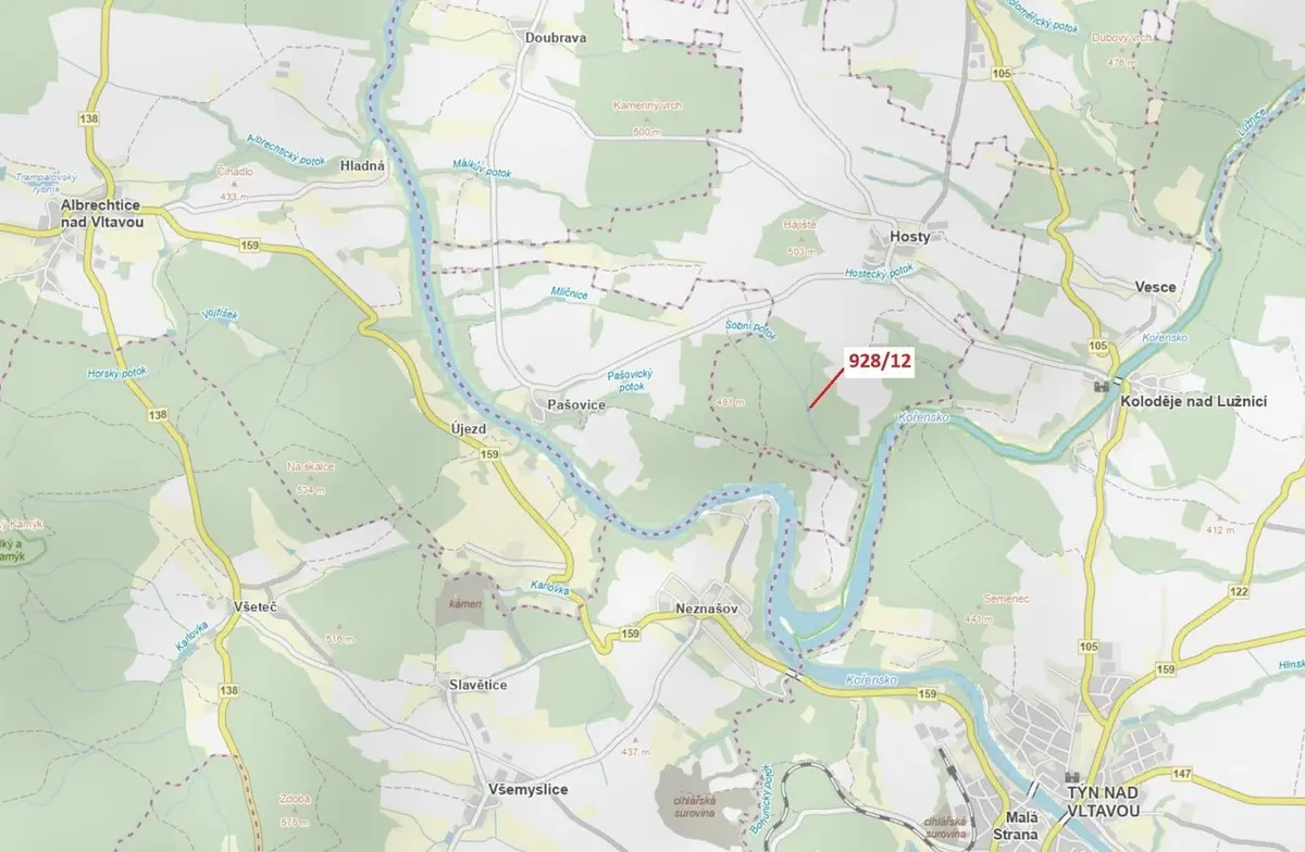 Prodej pozemku 418 m², Hosty