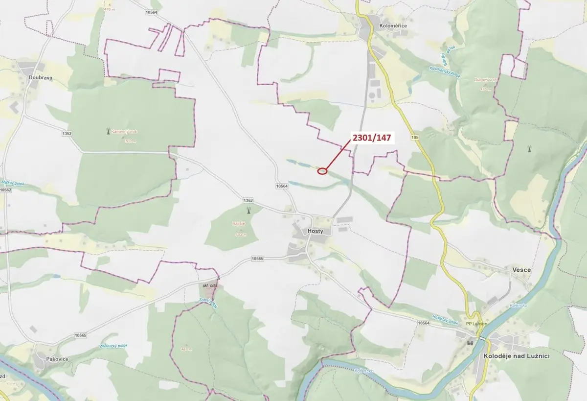 Prodej pozemku 19 m², Hosty