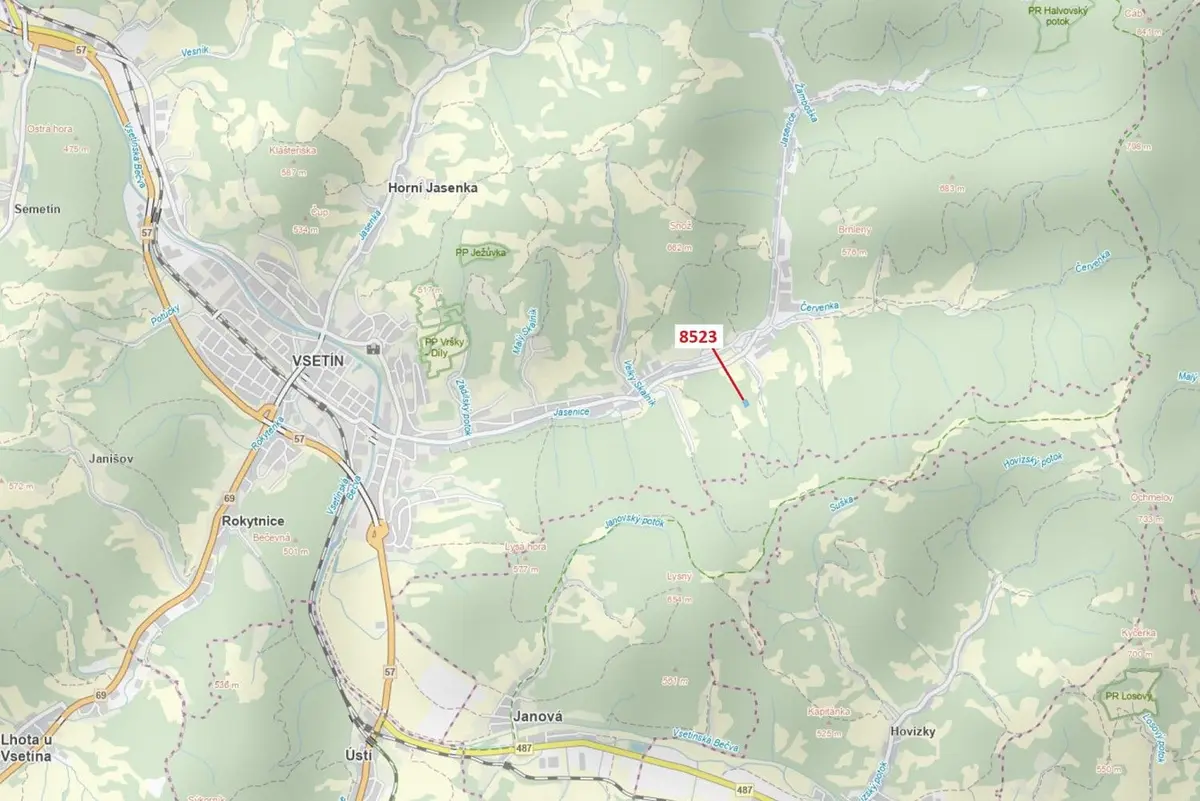Prodej pozemku 2343 m², Vsetín