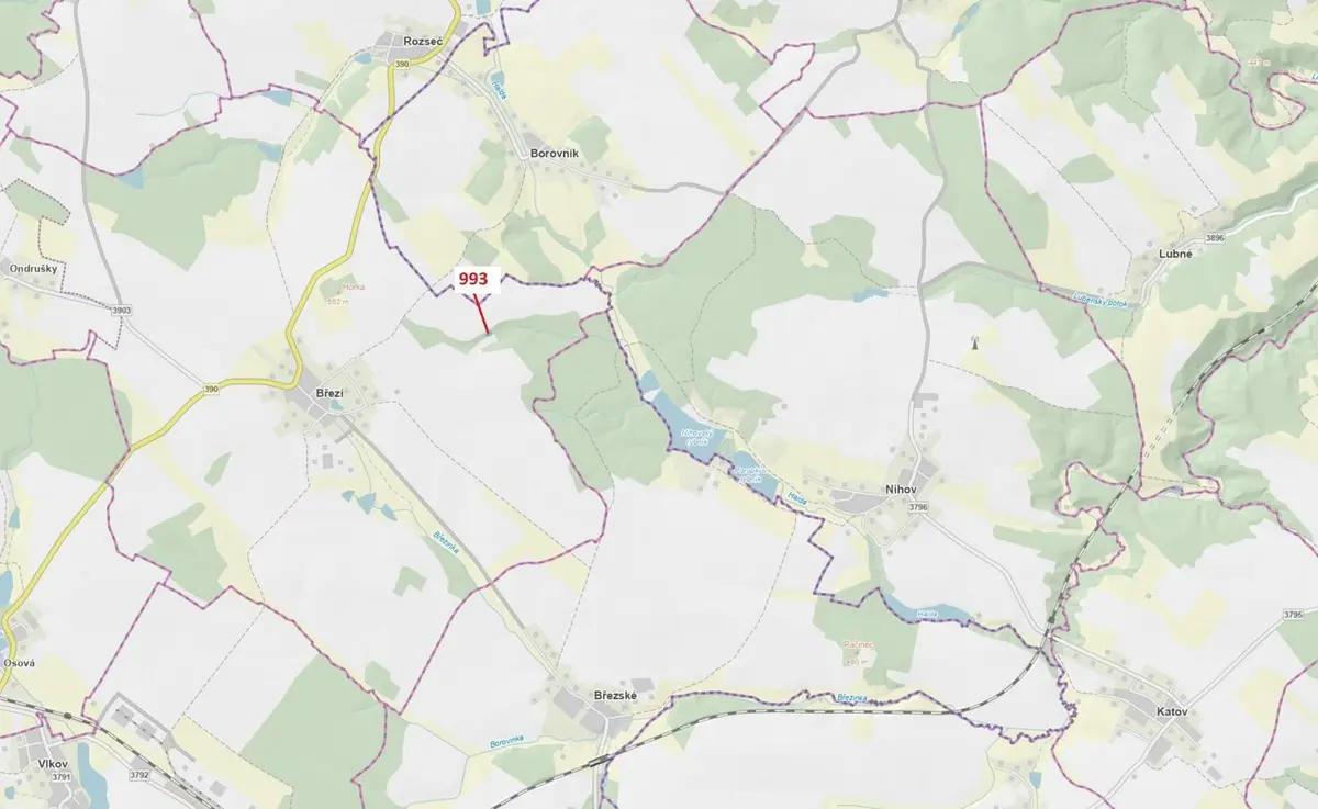 Prodej pozemku 432 m², Borovník · okres Brno-venkov Jihomoravský kraj