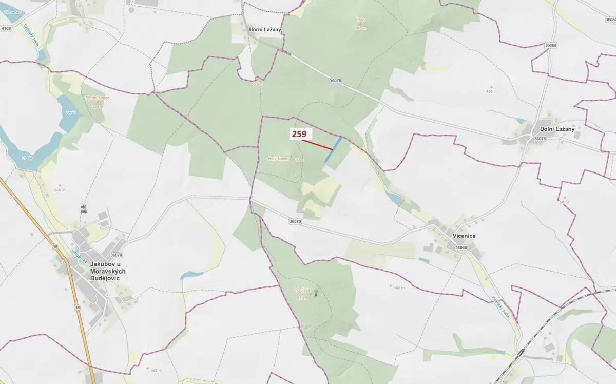 Prodej pozemku 6645 m², Vícenice u Dolních Lažan · Vícenice