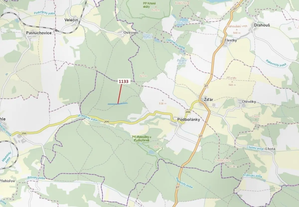 Prodej pozemku 7895 m², Velečín · okres Plzeň-sever Plzeňský kraj
