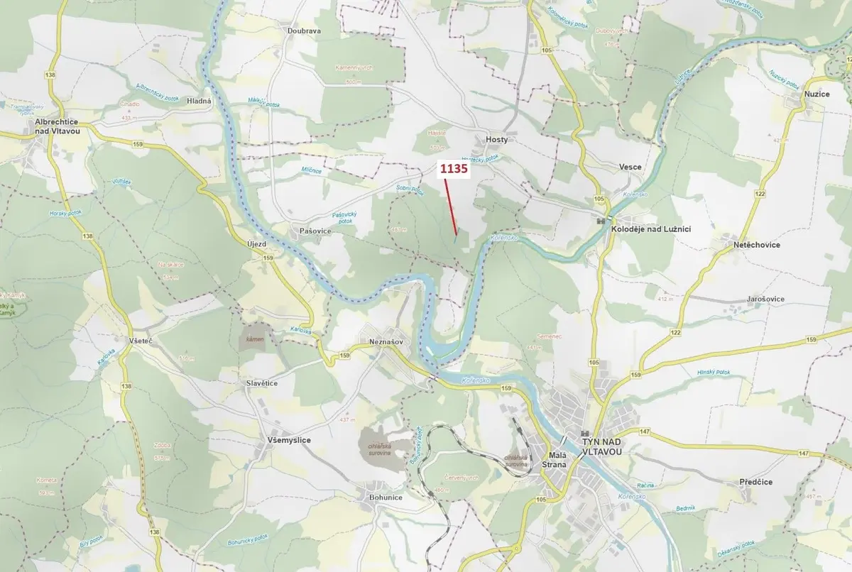 Prodej pozemku 1789 m², Hosty