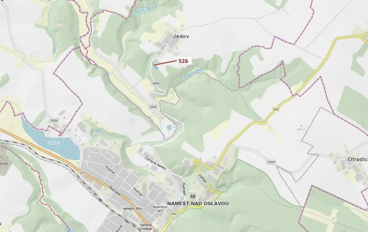Prodej pozemku 1796 m², Jedov · Náměšť nad Oslavou