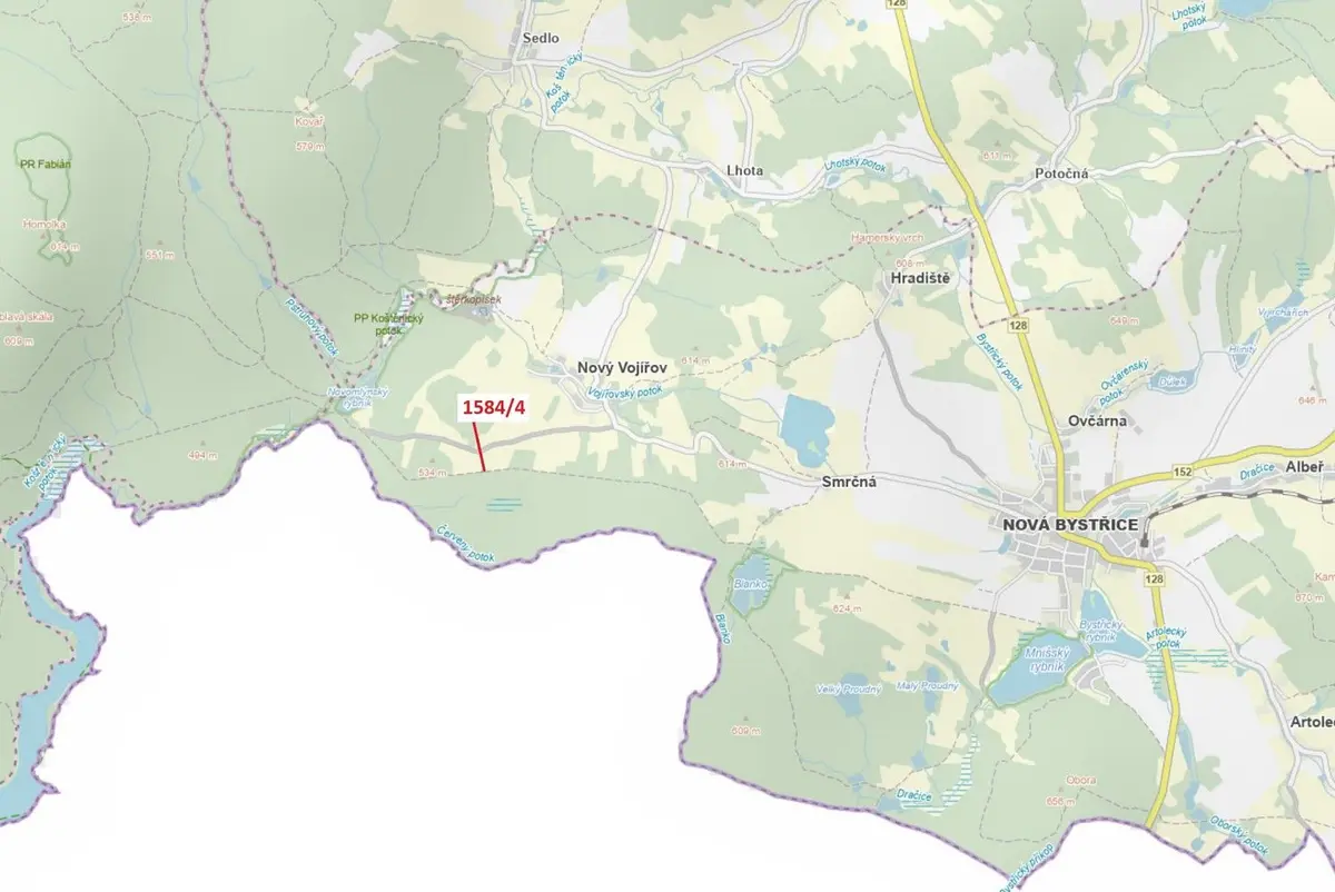 Prodej pozemku 260 m², Nový Vojířov · Nová Bystřice