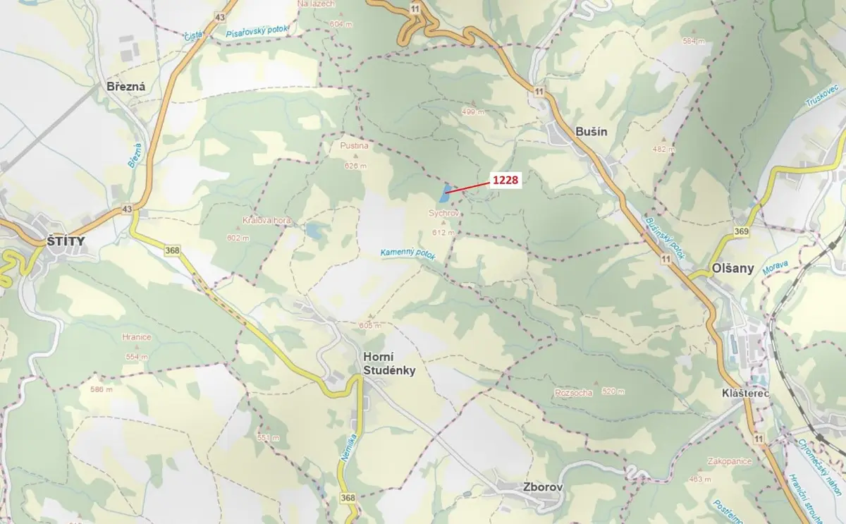 Prodej pozemku 10403 m², Horní Studénky
